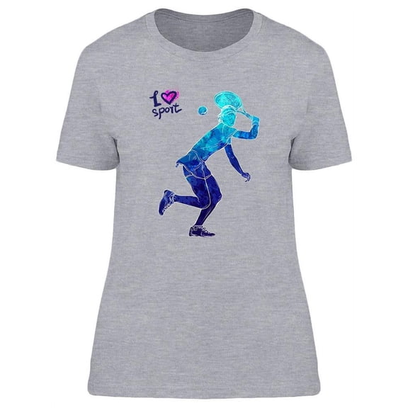 Bright Watercolor I Love Sport T-Shirt Women -Image by Shutterstock, Female Small