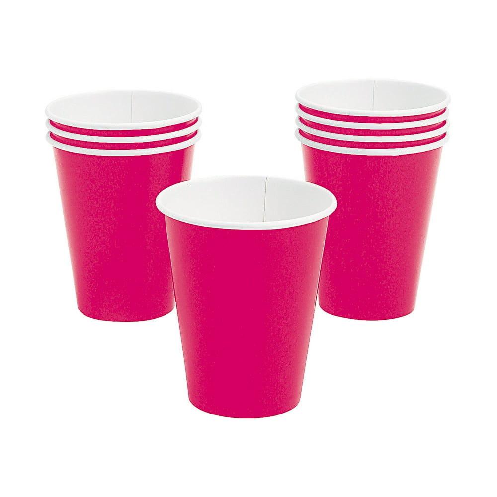 Hot Pink 9 Oz Paper Cups (24Pc) Party Supplies 24 Pieces