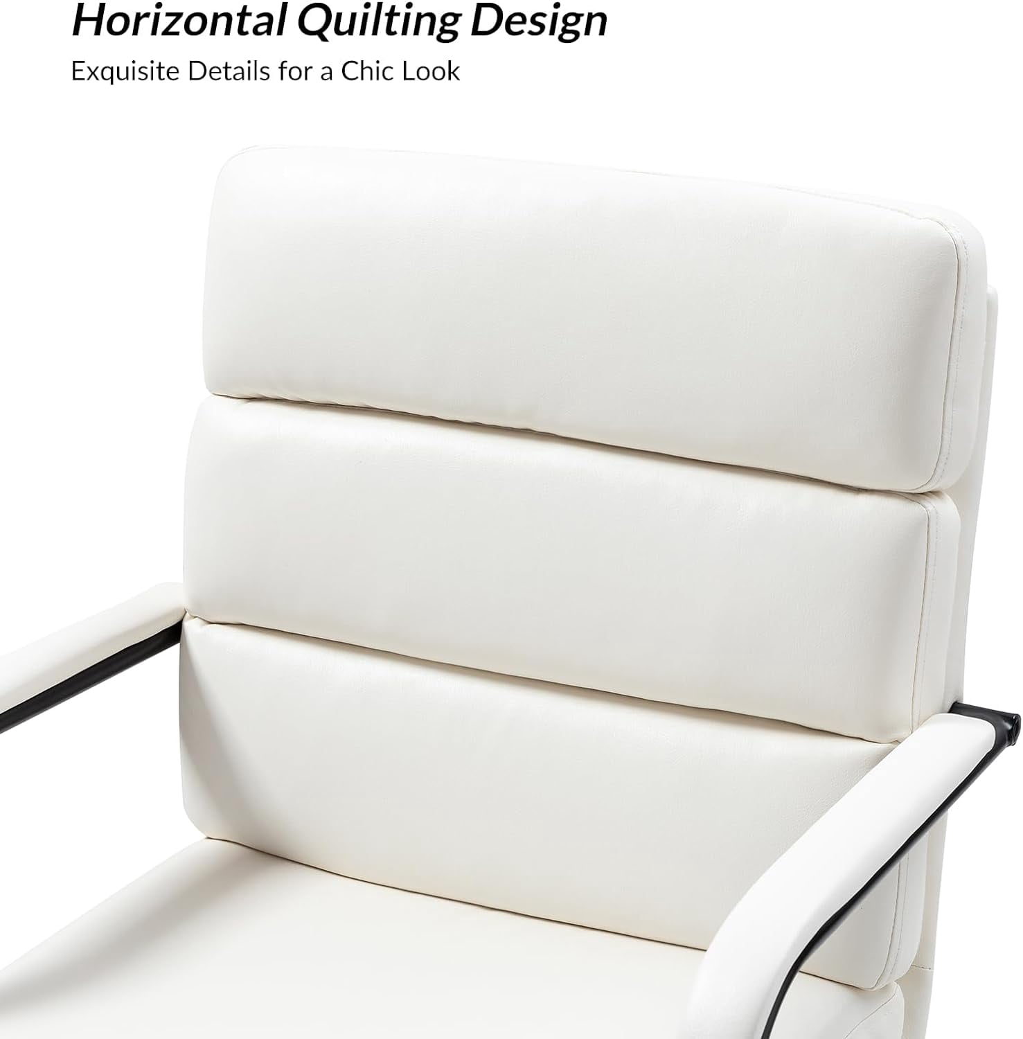 Faux Leather Home Office Chair, Swivel Task Desk Chair with Padded Cushion, White