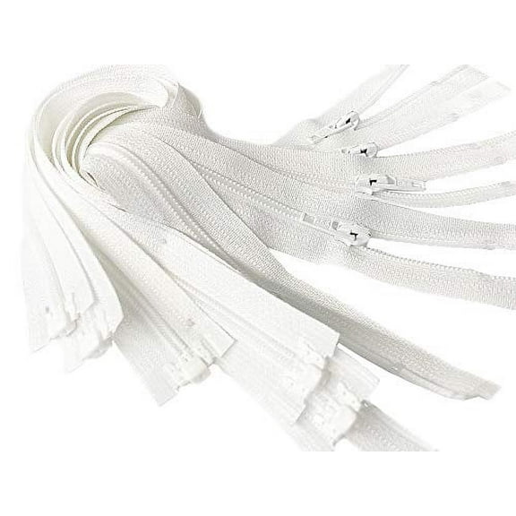 5pcs Ykk Number 3 Nylon Coil Separating Zippers Bulk for Tailor Sewing Crafts Color White - Made in USA (30 inches)