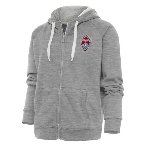 Women's Antigua Heather Gray Colorado Rapids Logo Victory Full-Zip Hoodie