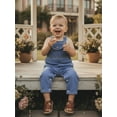 thumbnail image 4 of BemeyourBBs Toddler Baby Girls Boys Denim Overalls Infant Jeans Romper Bib Overall Sleeveless Solid Jumpsuit with Pocket, 4 of 9