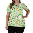 thumbnail image 2 of Scrubs Women, V Neck Short Sleeve Scrubs Uniform Top-Cute Cartoon Print, Comfortable Stretchy Scrubs With Pockets Mens Pants Casual Tops For Women Plus Size Tunic Tops (M, Light Green) ZMTing, 2 of 5