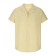 thumbnail image 6 of WREESH Men's Summer Casual Cotton Linen Solid Turn-Down Collar Short Sleeve Button Down Shirt Hawaii Shirt Yellow, 6 of 6