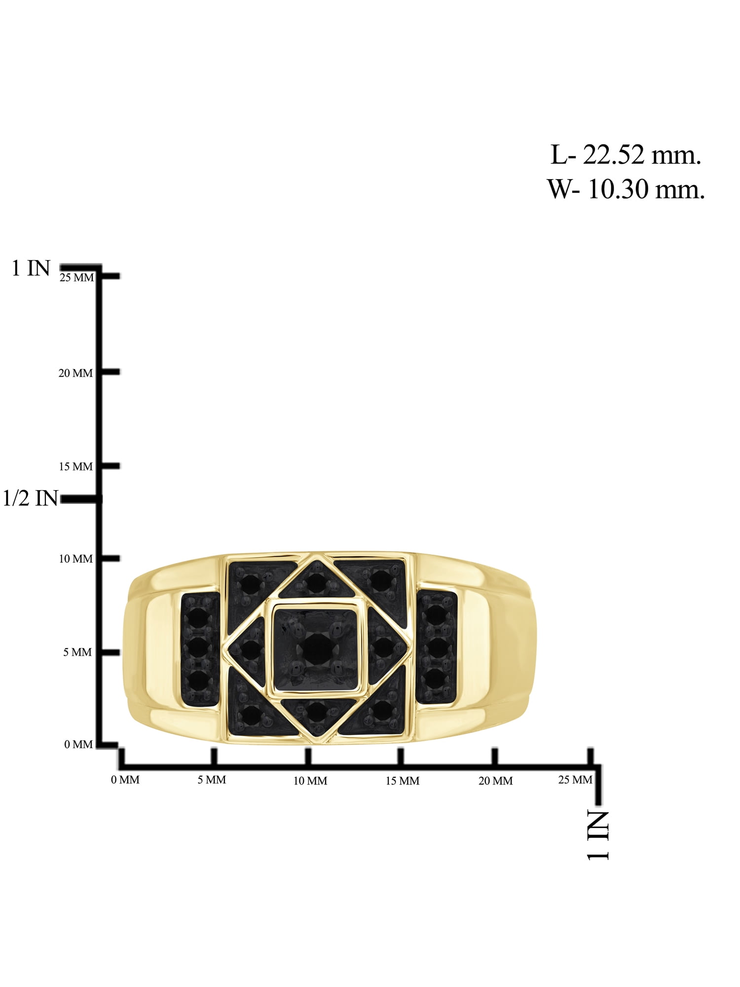 JewelersClub Black Diamond Rings for Men – 0.25 CTW Genuine Black Diamond Ring for Men – Hypoallergenic 14K Gold Plated Silver Ring Men – Diamond Mens Rings Statement Ring – Luxurious Gifts for Him