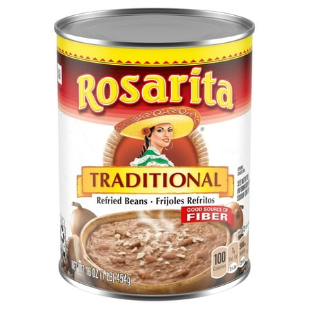 Pack of 2 Rosarita Traditional Refried Beans, 16 oz (Package May Vary)