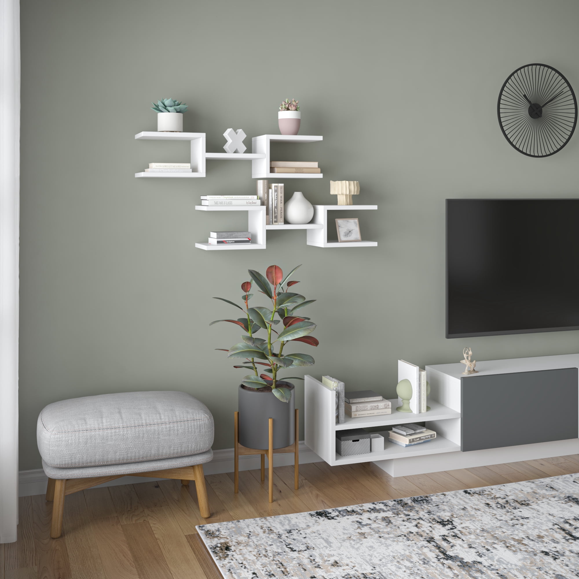 Ada Home Decor Welby Modern 29.53"W x 7.87"D Wall Shelf, White