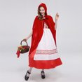 thumbnail image 5 of IBTOM CASTLE Women's Little Red Riding Hood Costume Halloween Christmas Party Dress up with Hooded Cloak Velvet Cape for Photo Prop M Red Print, 5 of 8