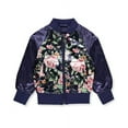 thumbnail image 2 of Pink Platinum Girls 4-6X Floral Satin Bomber Jacket(Navy 5/6), 2 of 2