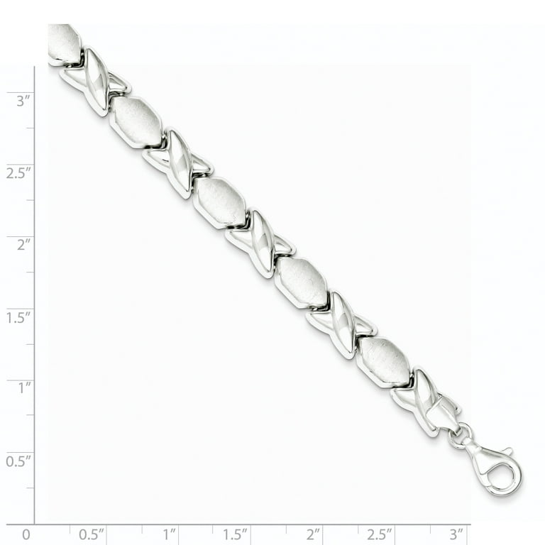 Sterling Silver Polished and Satin X and O Bracelet QQG3307
