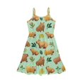 thumbnail image 6 of Uourmeti Sleepy Capybara Print Girls Dresses Little Big Girls Cute Sundress Causal Spaghetti Strap Flowy Tiered Dress 5-6T Party School A Line Short Dress, 6 of 7
