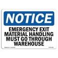 thumbnail image 1 of SignMission OS-NS-A-1218-L-11808 12 x 18 in. OSHA Notice Sign - Emergency Exit Material Handling Must Go, 1 of 1