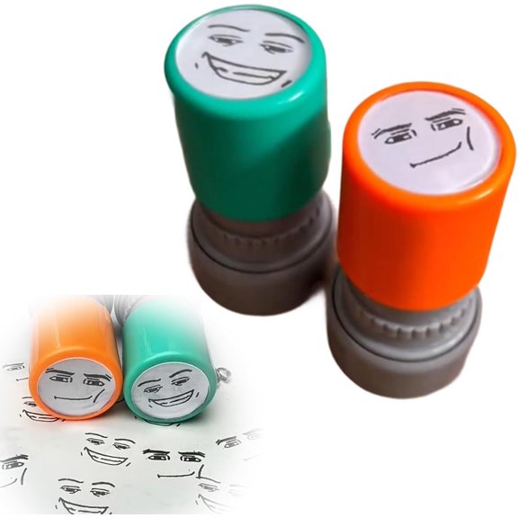 Smile Pattern Mood Stamp,2pcs Funny Teacher Stamps Self-Inking, Office Stationery Stamps,Homework Stamps, Emotional Expression Tool Stationery Supplies for Journal Scrapbook