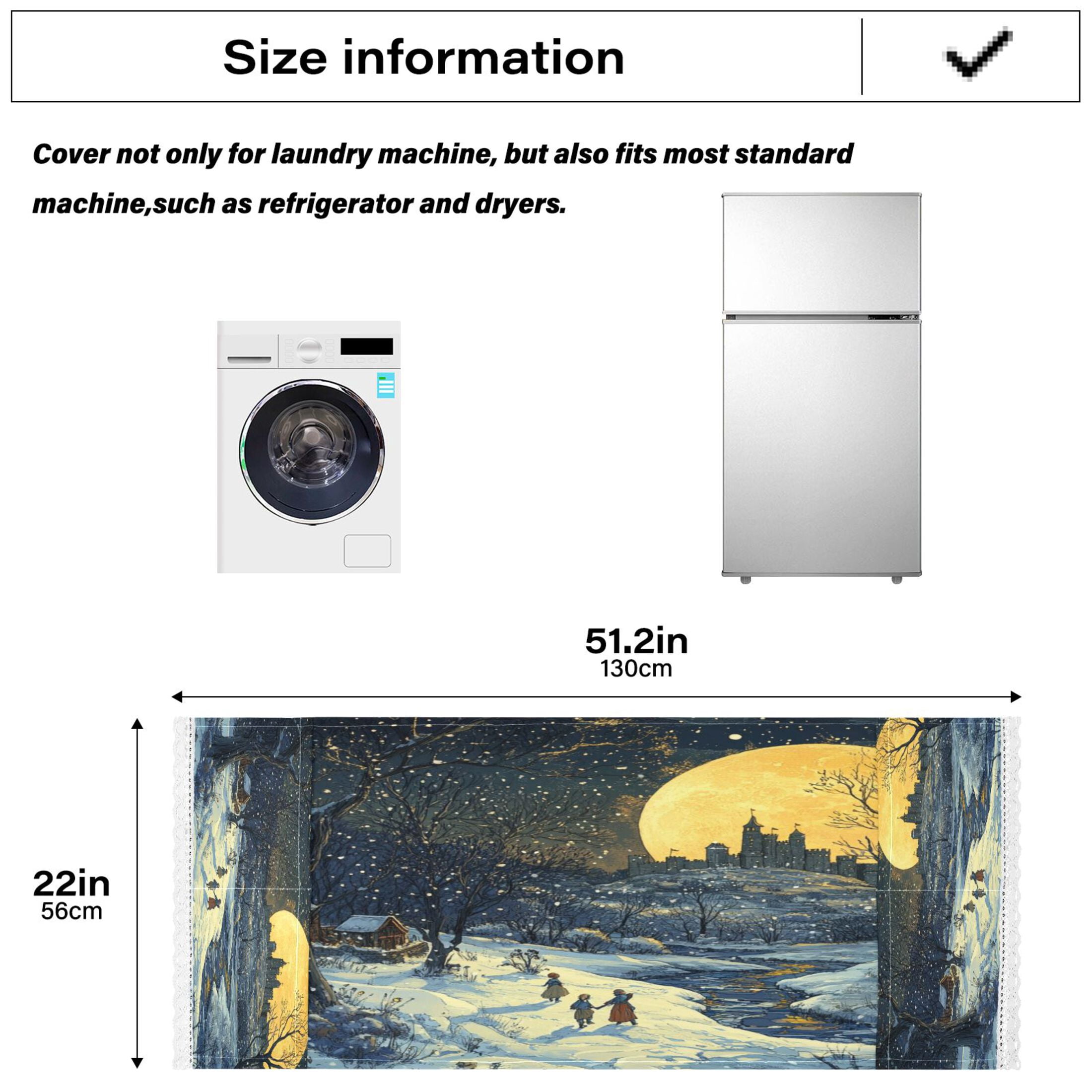 WOBOGO Winter Village Scenery Washing Machine Cloth Dryer Refrigerator Top Cover Protective Non-Slip Mat For Kitchen Laundry