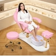 thumbnail image 5 of Advwin Pedicure Chair No Plumbing with Stool & Bubble Massage Foot Bath, 360°Swivel Hydraulic Pedicure Station Height Adjustable Massage Chair for Nail Tech, Salon, Spa, Pink, 5 of 10