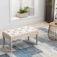 thumbnail image 4 of chairus Fabric Entryway Bench with Button Tufted Seat and Rustic Wood Legs, Vintage Bedroom Bench End of Bed, Padded Extra Seating Bench for Living Room Office Studio Hallway, Beige, 4 of 8