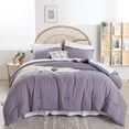 thumbnail image 2 of Full Size Comforter Sets Solid Dusty Purple Bedding Comforters 7 Piece Grayish Purple Microfiber Comforters Set with Sheets Boho Aesthetic Bedding Soft All Season for Women and Men, 2 of 13