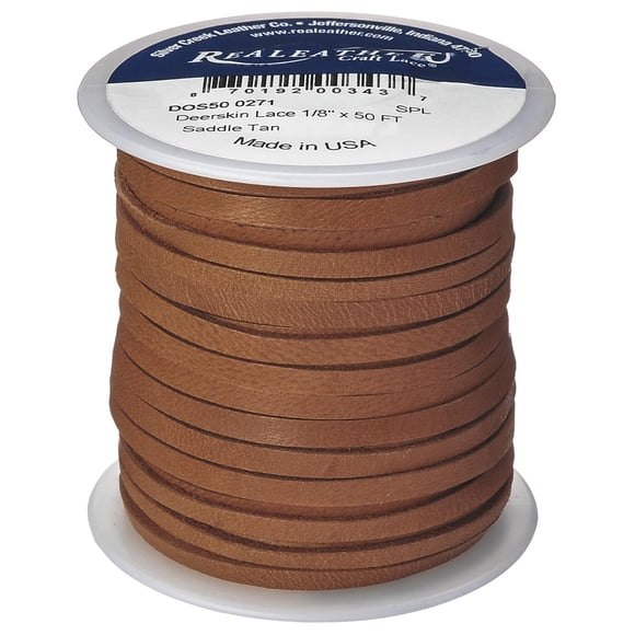 Sillín Thread Realeather con encaje de piel de ciervo, color canela, 0,3 cm x 15 m