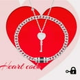thumbnail image 6 of 2pcs Heart Key Pendant Necklace Lock Bracelet Couple Jewelry for Women Men, 6 of 13