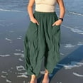 thumbnail image 6 of Lisingtool Womens Pants Lillusory Women's Linen Wide Leg Pants 2023 Casual Loose Lightweigt Beach Palazzo Harem Pants Wide Leg Pants for Women Green1, 6 of 7