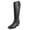 Black Pu, variant on Women Knee High Cowboy Boots Western Embroidered Pointed Toe Block Heel Fashion Cowgirl Boots ZAHARA Beige Camel Suede 8.5