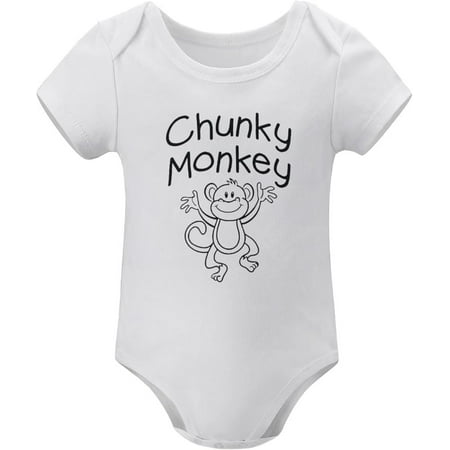 

Chunky Monkey Romper for Baby Boys Short Sleeve Baby Girls Outfits White Boy Baby Clothes 0-3 Months