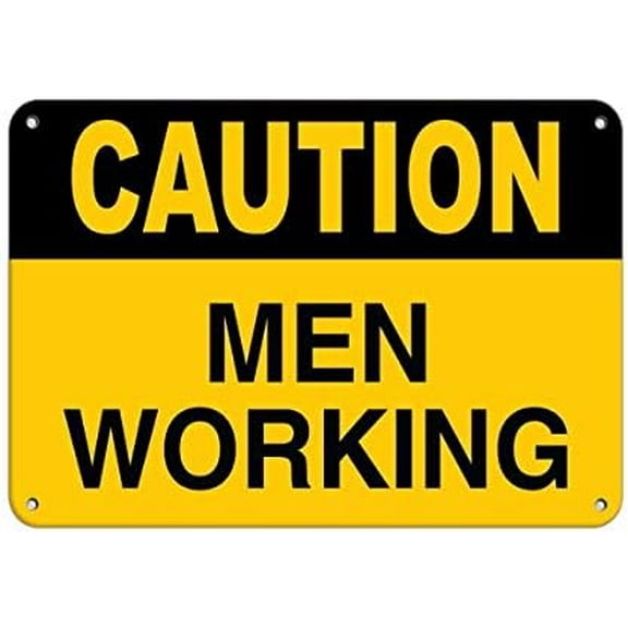 Warning Sign Caution Men Working Hazard Sign Men at Work Signs Sign Business Sign 12X8 Inches Aluminum Metal Tin Sign