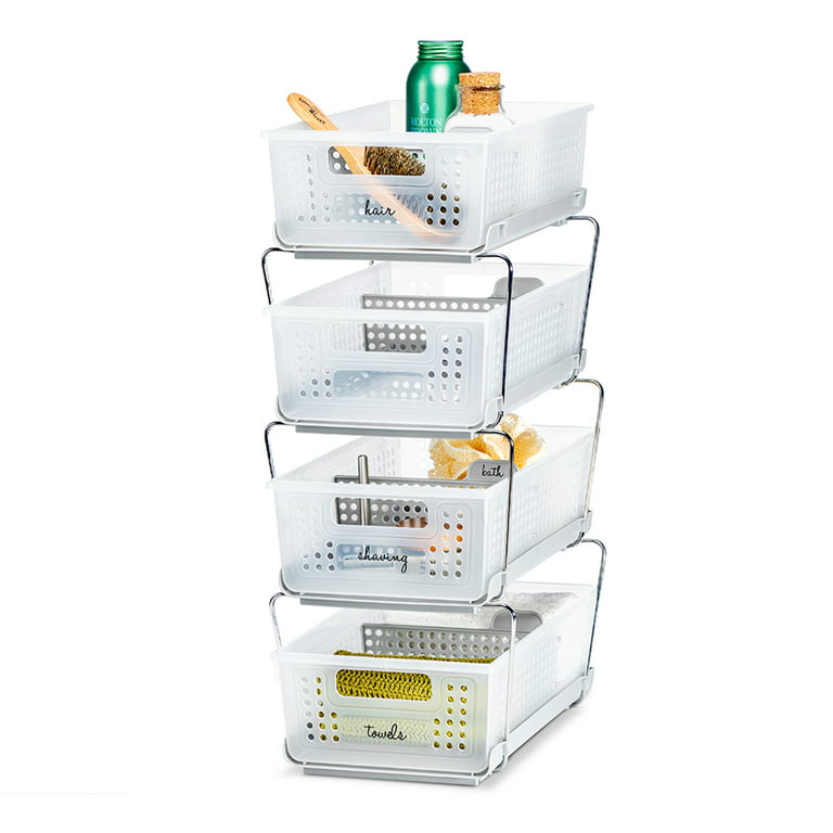 madesmart Two-Tier Organizer with Dividers, Frost, Grey 