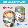 thumbnail image 4 of 12oz Stemless Wine Tumblers Pioneer Flower and Bird Vacuum Insulated Stainless Steel Travel Tumbler Cups Mug with Lid and Straw for Champaign,Cocktail,Beer with Cleaning Brush, 4 of 5