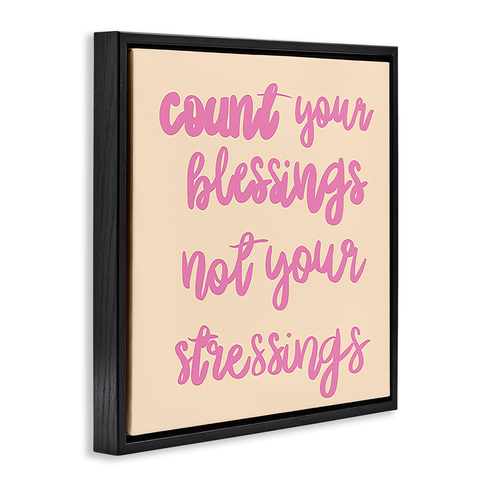 Stupell Industries Count Blessings Not Stressings Text & Numbers Painting Black Floater Framed Canvas Art Print Wall Art, 18 x 18