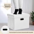 thumbnail image 6 of Storage Ottoman 17x13x13in Leather Rectangle Foot Rest Folding Bench Seat Organizer Entryway Furniture with Handles Lid White, 6 of 10