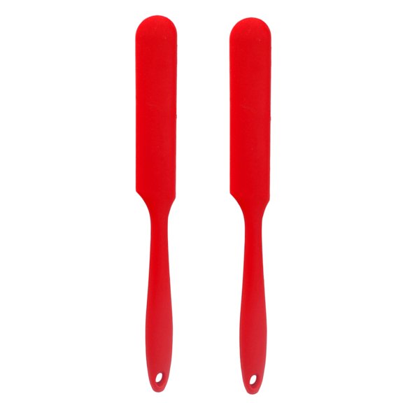 NUOLUX Set of 2 Handle Silicone Spatulas for Baking, Cake Frosting, Dough Mixing, and Tools in Red