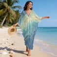 thumbnail image 3 of XYZCANDO Kaftan Dresses for Women V Neck Beach Cover Ups Caftan Beach Dresses for Swimwear Plus Size Lounge Maxi Dress Swimsuit Coverup Blue Marble Hawaiian Robe Summer Casual Dress, 3 of 7