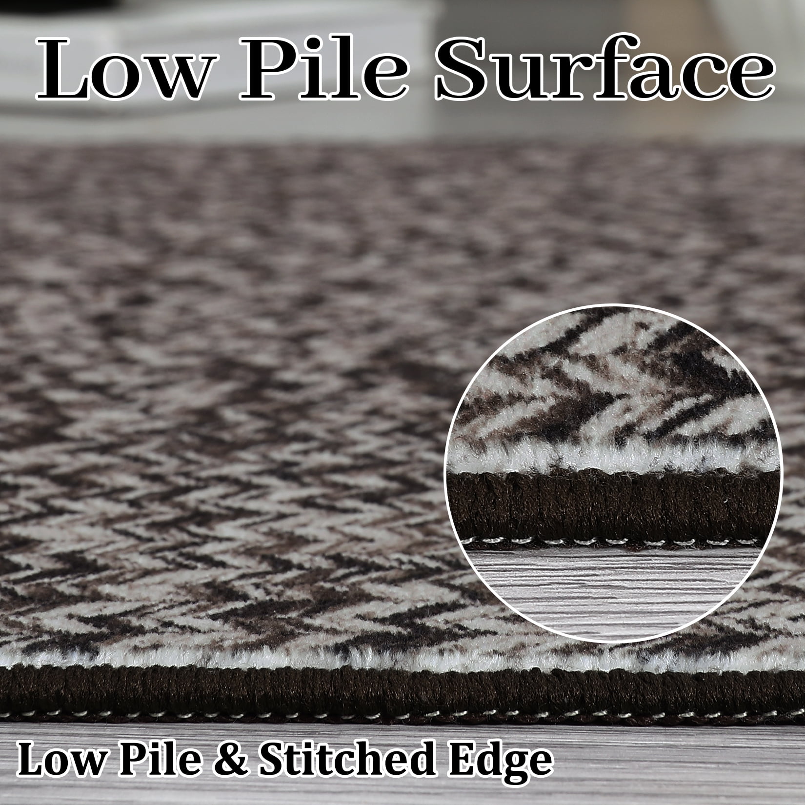Tzou Braid Print Area Rug, Non-Slip Low Pile Washable Carpet for Living Room, Bedroom, Office