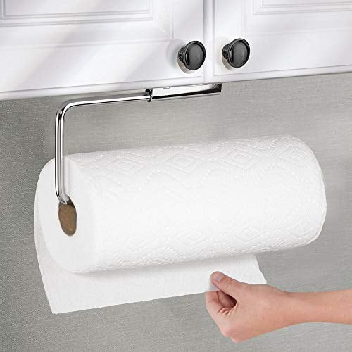 Mdesign Metal Wall Mount Paper Towel Holder Dispenser Mounts To Walls Or Under Cabinets For Kitchen Pantry Utility Room Laundry And Garage Storage Holds Jumbo Rolls Steel Wire