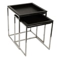 thumbnail image 2 of Empire Art Direct  Black Ostrich Exotic Leather Nesting Tables with Stainless Steel Legs, 2 of 5