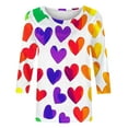 thumbnail image 4 of Enjoytime Valentines Day Shirt for Women Heart Printed Crewneck 3/4 Sleeve Blouses Fashion Casual Loose Plus Size Tops Yellow XXXL, 4 of 5