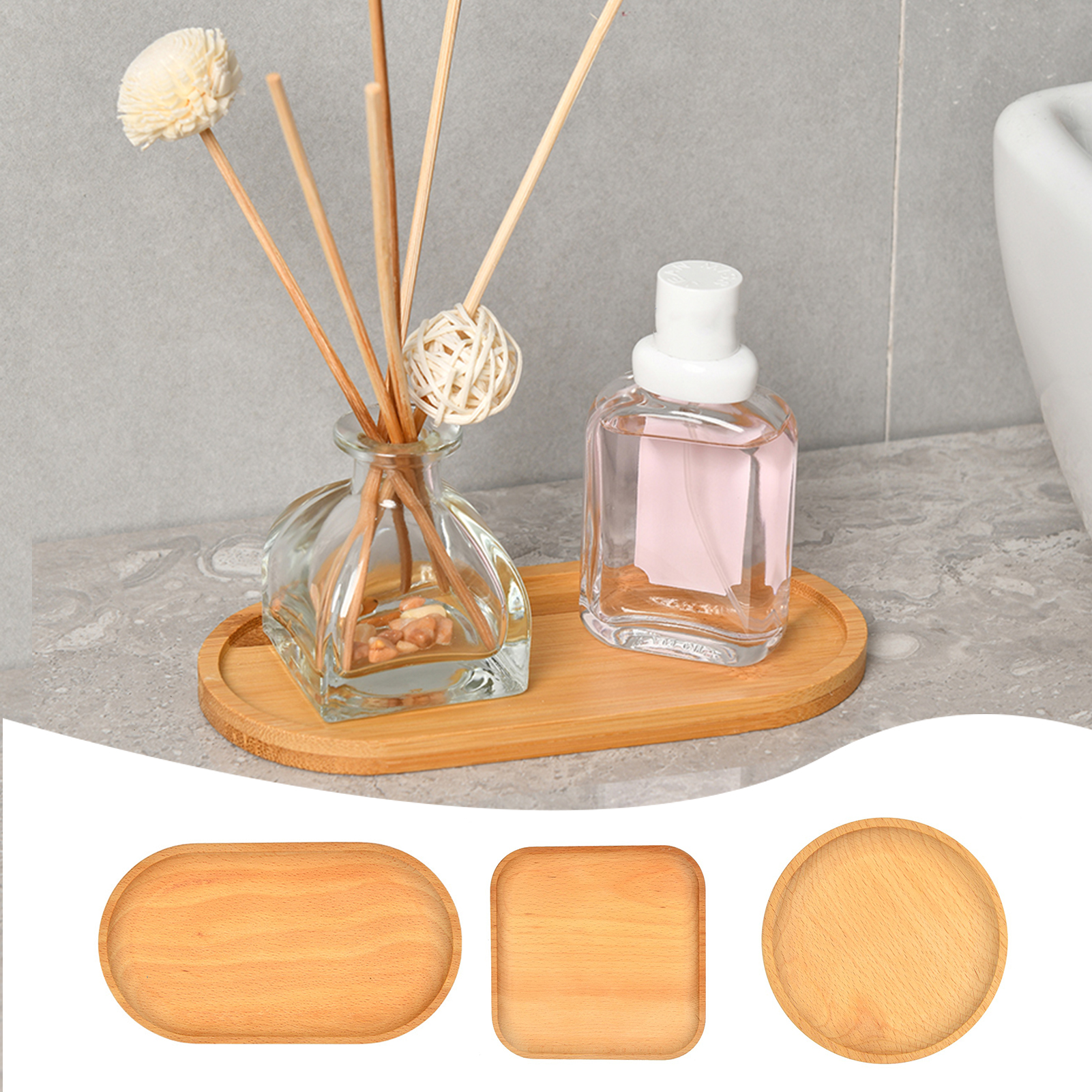 opvise Storage Tray Multipurpose 4 Shapes Solid Wood Square Rectangle ...