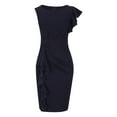 thumbnail image 3 of IROINNID Wedding Guest Dresses for Women Homecoming Party Summer Round Neck Solid Color Strapless Party Short Maxi Dress Trendy Formal Dress,Navy, 3 of 5