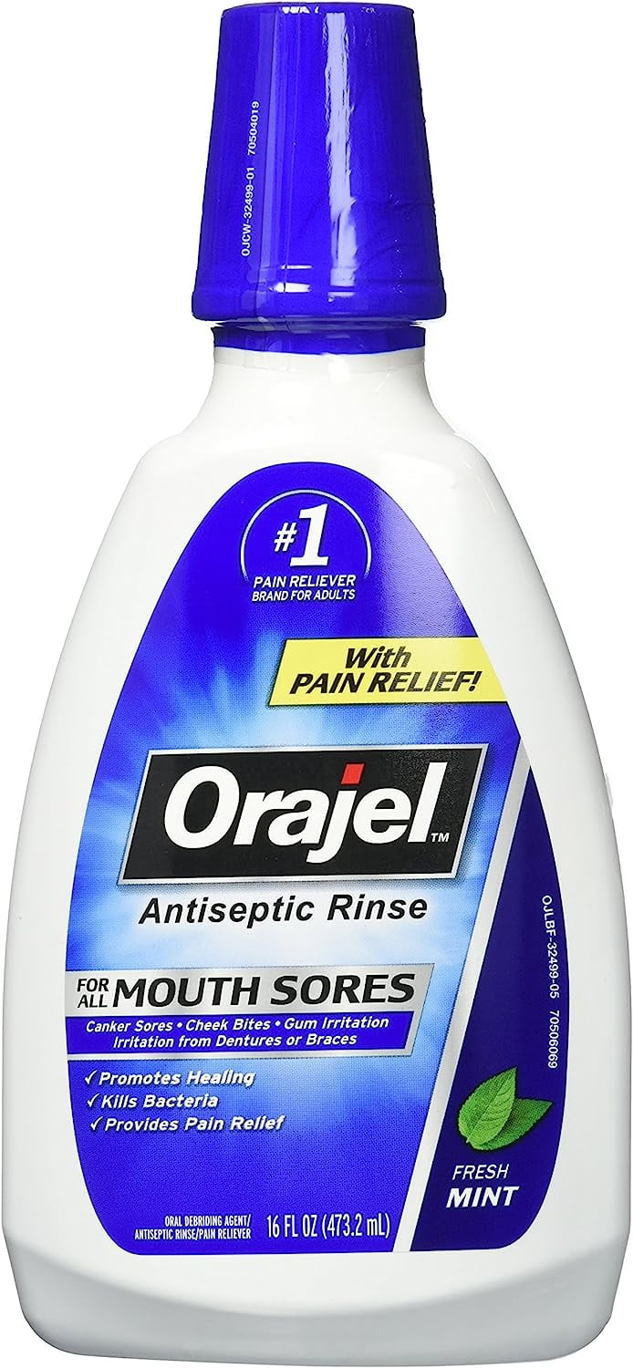 Orajel Antiseptic Mouth Sore Rinse 16 Oz (Pack Of 2) - Walmart.com