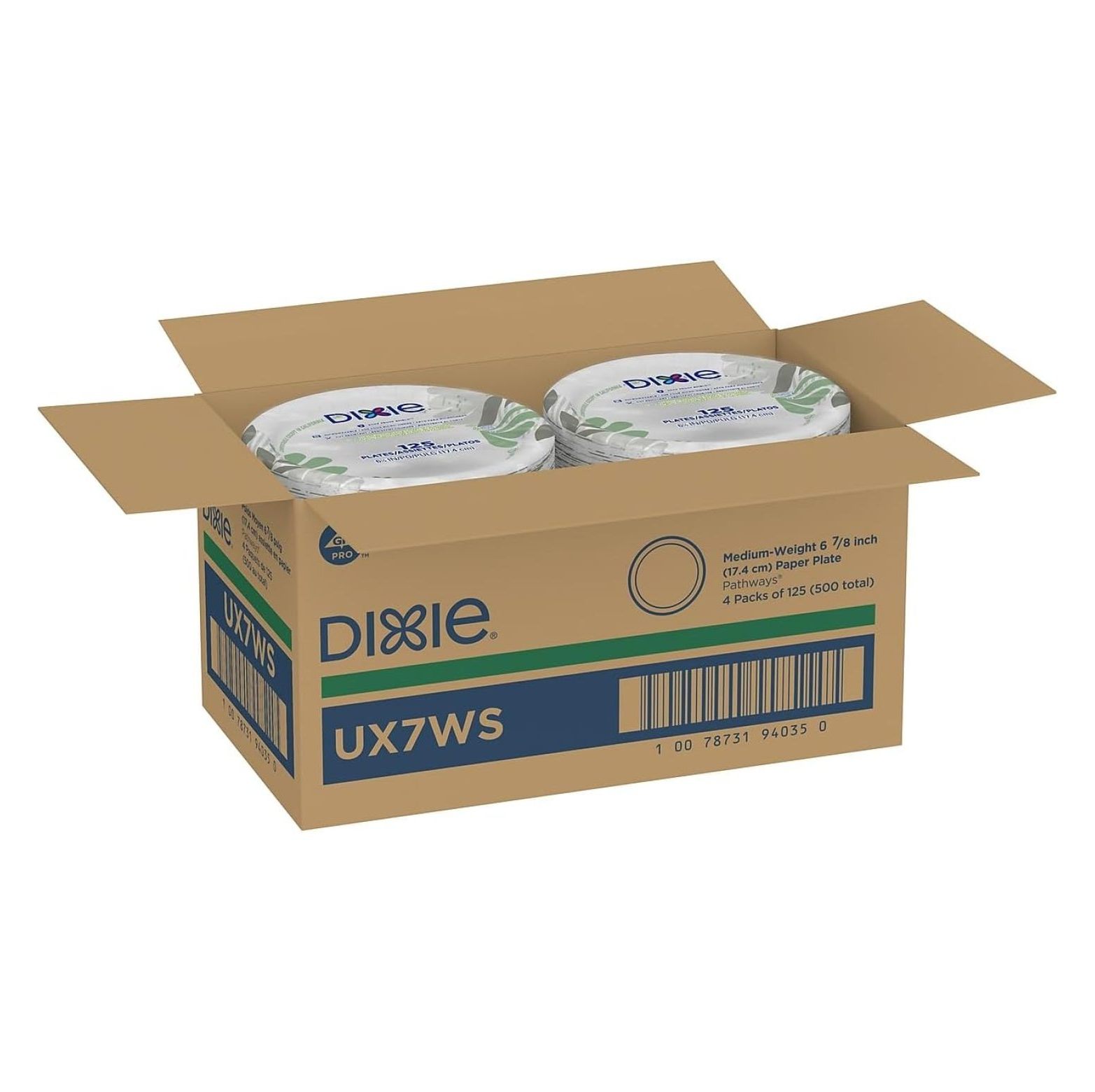 Pathways Medium-Weight Paper Plates, 6 7/8-inch, 500/Carton (UX7WS)