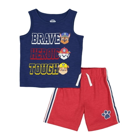Paw Patrol Graphic Muscle Tank & Drawstring French Terry Short, 2pc Outfit Set (Toddler