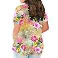 thumbnail image 4 of Patlollav Womens Plus Size Shirts Elegant Floral Print Tunic Tops Summer Crewneck Short Sleeve Tshirts 2024 Oversize Tee Shirts, 4 of 6