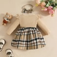 thumbnail image 4 of Gvdentm Baby Girl Outfits 3-6 Months Sweatshirt Romper Long Sleeve Plaid Print Bear Dress Skirt Clothes(Khaki,12-18 Months), 4 of 6