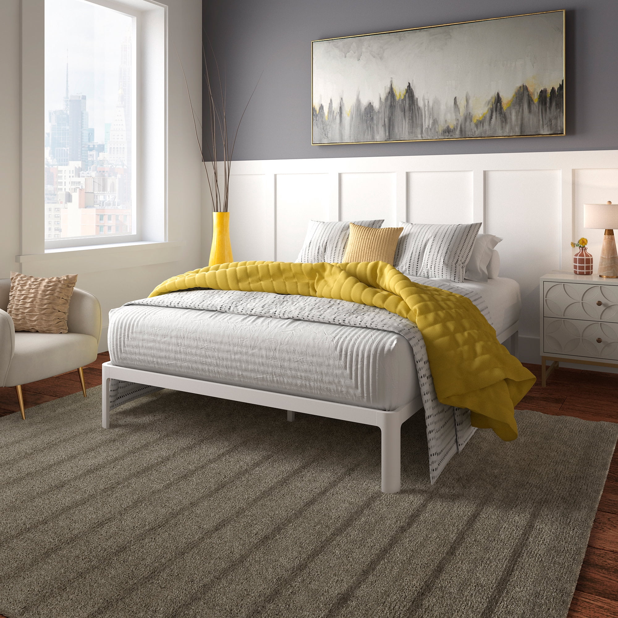 Weston Home Sveg Metal Platform Bed, Full, White