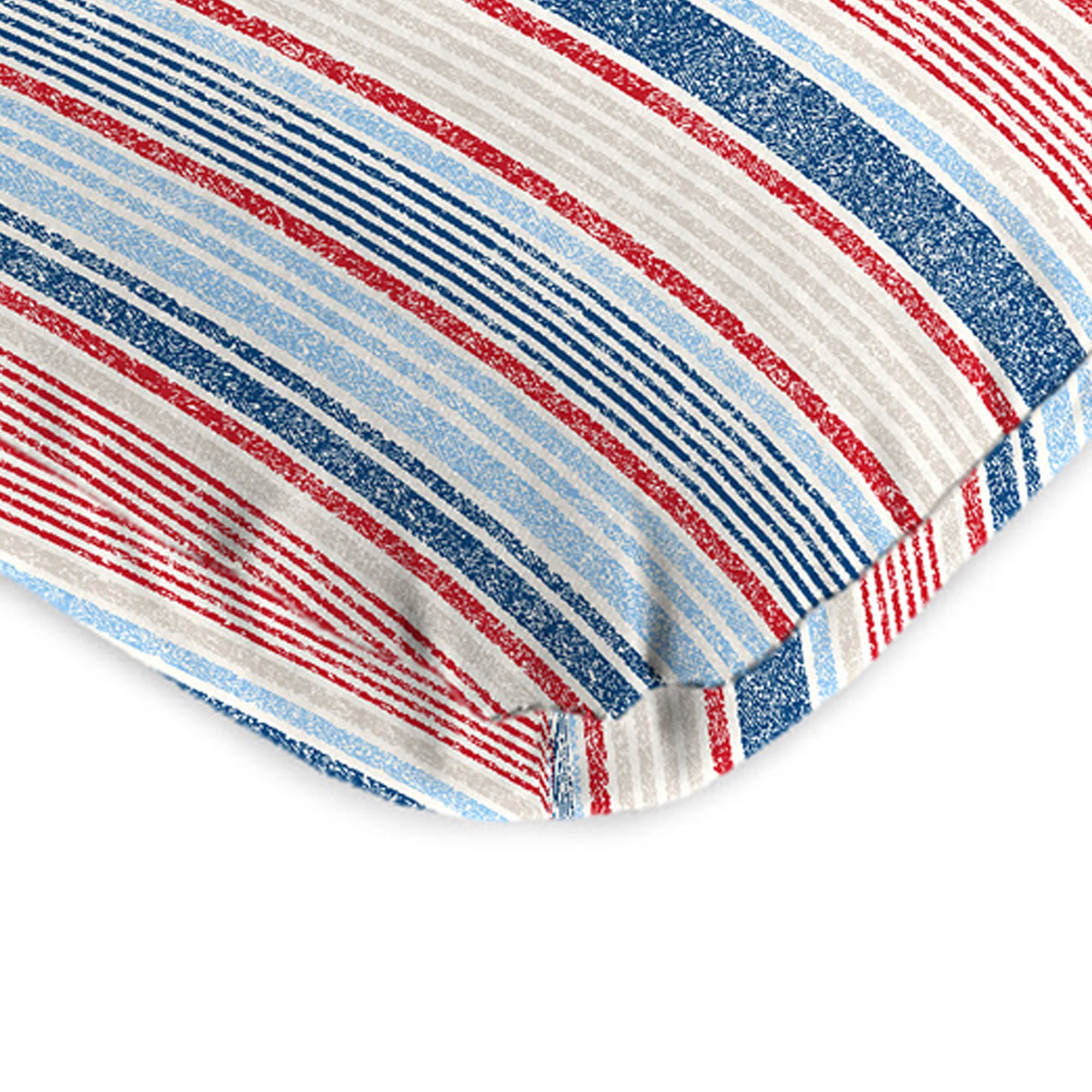 Jordan Manufacturing 45" x 22" Davian Razz Red, White and Blue Stripe Rectangular Outdoor Chair Cushion with Ties and Hanger Loop