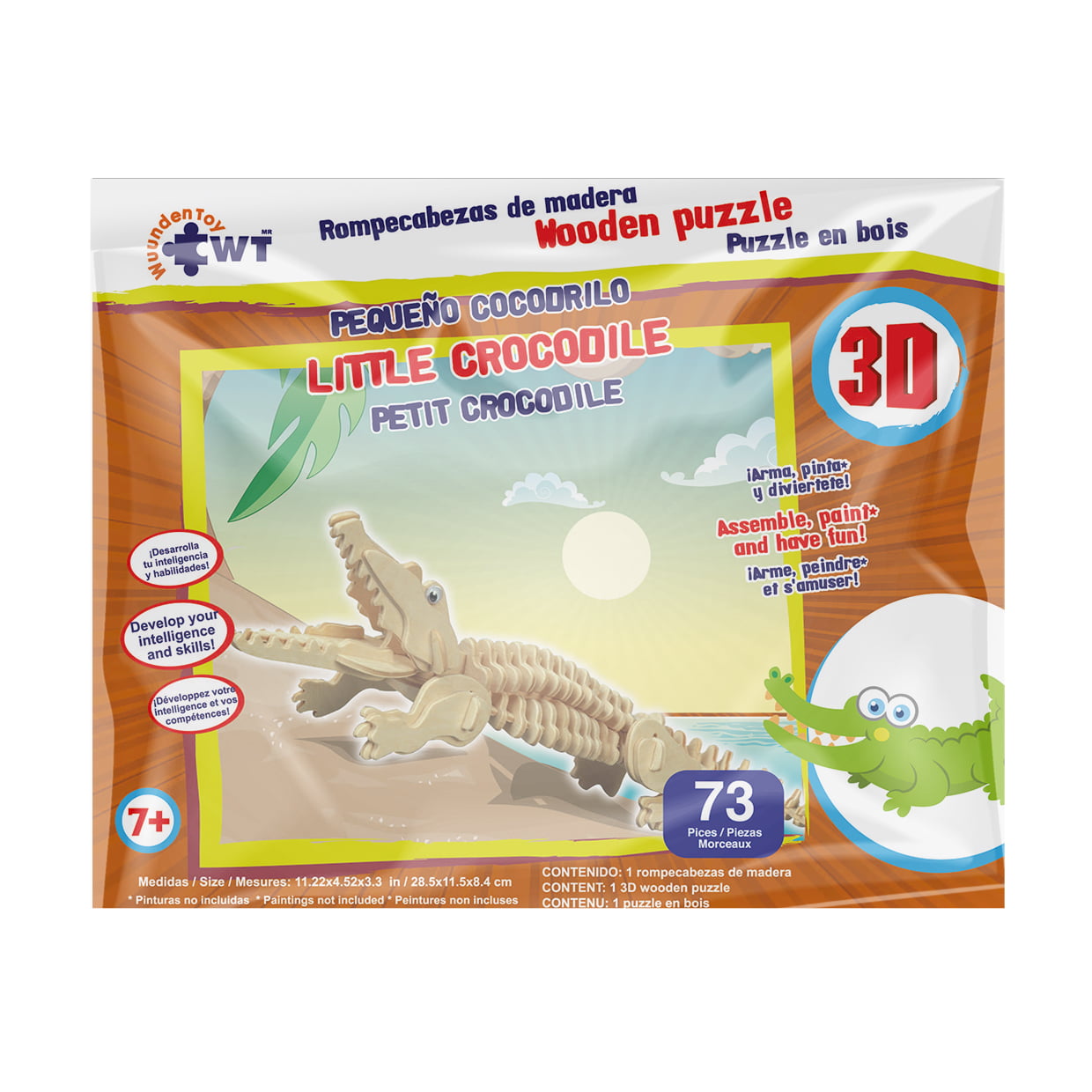 Wooden Crocodile 3D Puzzle With Paint Kit 