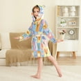 thumbnail image 4 of FORMRS Niños Bathrobe Unisex Hooded Robe Soft Plush Pajamas Sleepwear, Size 2-3T, Blue Flowers, 4 of 7