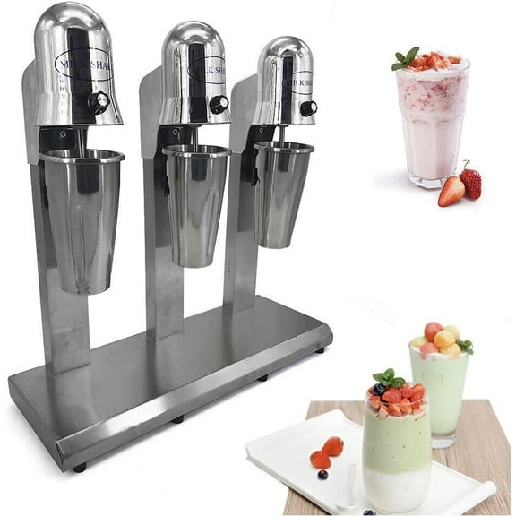 3 Heads Milkshake Mixer, 110V 18000RMP Electric Milkshake Maker Machine  Milk Shaker Machine with 3 x 800ml Cup, Milk Frother Mixer for Milk Drink Tea Juice (3-Head)