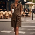 thumbnail image 6 of Women's Summer Casual Solid Color Set With Collar Button Sleeveless Shirt And Wide Leg Shorts Two-Piece Set, 6 of 7